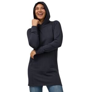 Wool& Everett Heathered Navy Blue Merino Wool Blend Hooded Tunic Sweater XS
